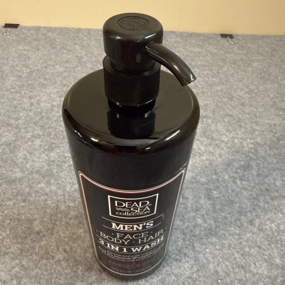 Dead Sea Collection Mens 3 in 1 Face Body+Face+Hair Wash Sandalwood 33.8oz